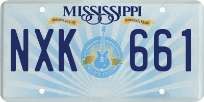 MS license plate NXK661