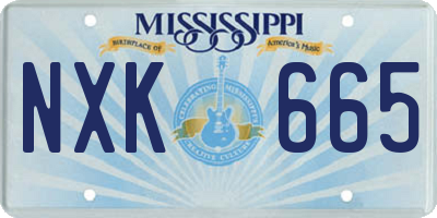 MS license plate NXK665