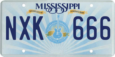 MS license plate NXK666