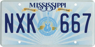 MS license plate NXK667