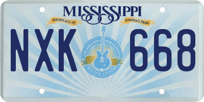 MS license plate NXK668