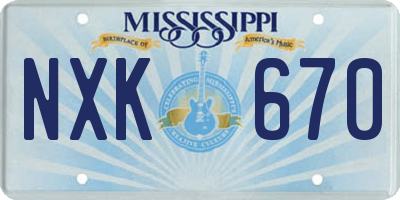 MS license plate NXK670