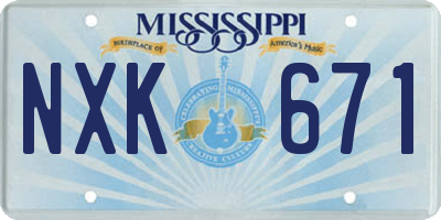 MS license plate NXK671