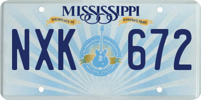 MS license plate NXK672
