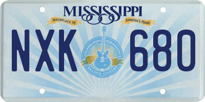 MS license plate NXK680
