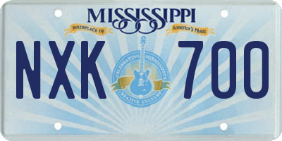 MS license plate NXK700