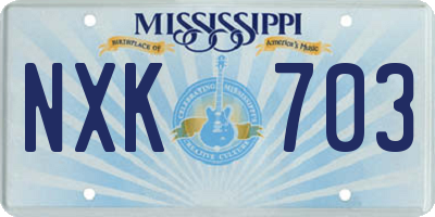 MS license plate NXK703