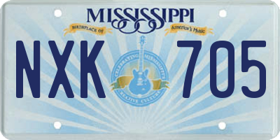 MS license plate NXK705