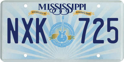 MS license plate NXK725