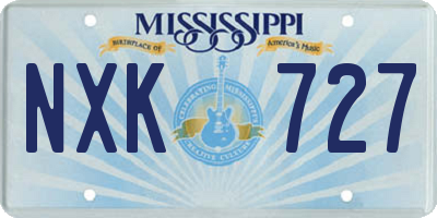 MS license plate NXK727
