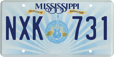 MS license plate NXK731