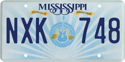 MS license plate NXK748