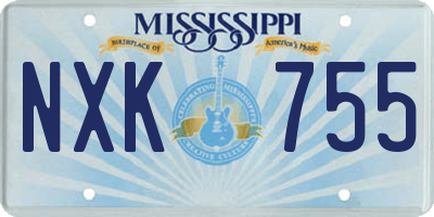 MS license plate NXK755