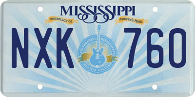 MS license plate NXK760