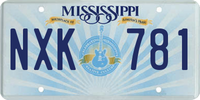 MS license plate NXK781