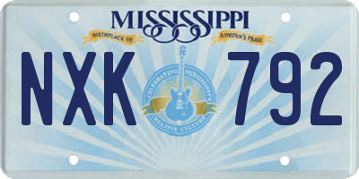 MS license plate NXK792