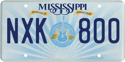 MS license plate NXK800