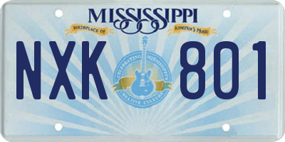 MS license plate NXK801