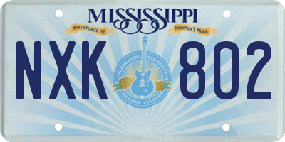 MS license plate NXK802