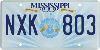 MS license plate NXK803