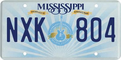 MS license plate NXK804