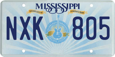 MS license plate NXK805