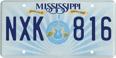 MS license plate NXK816