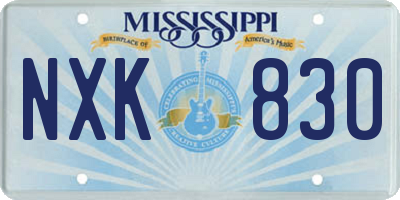 MS license plate NXK830