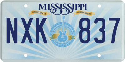 MS license plate NXK837