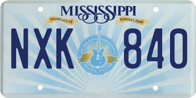 MS license plate NXK840