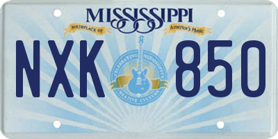 MS license plate NXK850