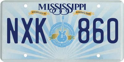 MS license plate NXK860