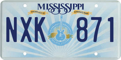 MS license plate NXK871