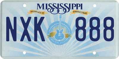 MS license plate NXK888