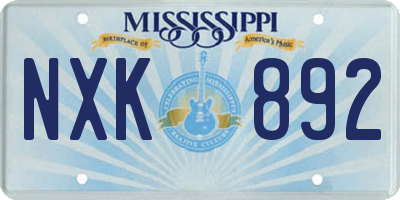 MS license plate NXK892