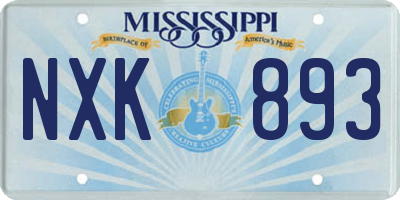 MS license plate NXK893