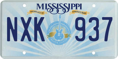 MS license plate NXK937