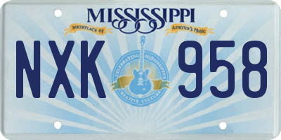 MS license plate NXK958