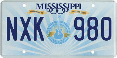 MS license plate NXK980