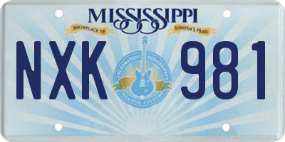 MS license plate NXK981
