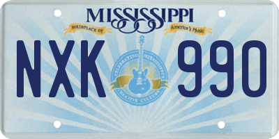 MS license plate NXK990