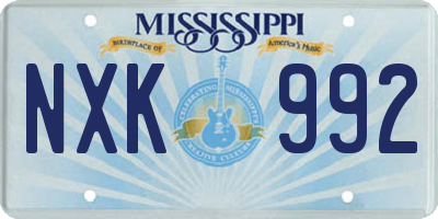 MS license plate NXK992
