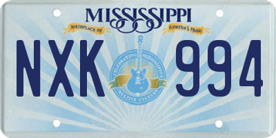 MS license plate NXK994