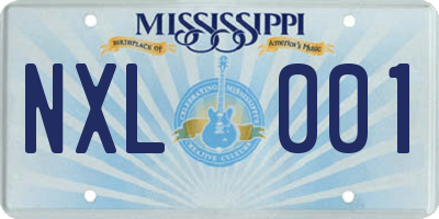 MS license plate NXL001