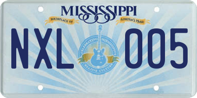 MS license plate NXL005