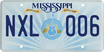 MS license plate NXL006