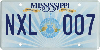 MS license plate NXL007
