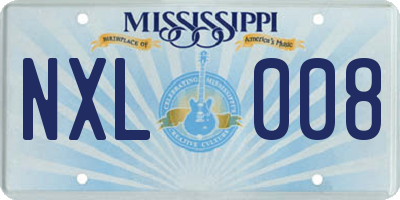 MS license plate NXL008
