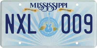 MS license plate NXL009