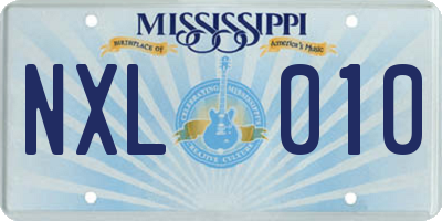 MS license plate NXL010